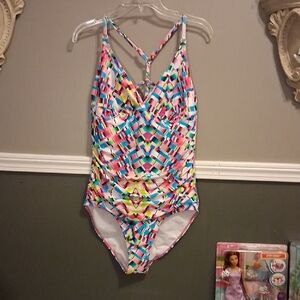 Colorful Color Block Geometric Swimwear